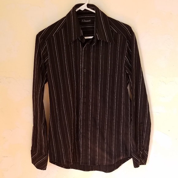 7 Diamonds Other - 7 Diamonds Black & White Striped Dress Shirt Sz S